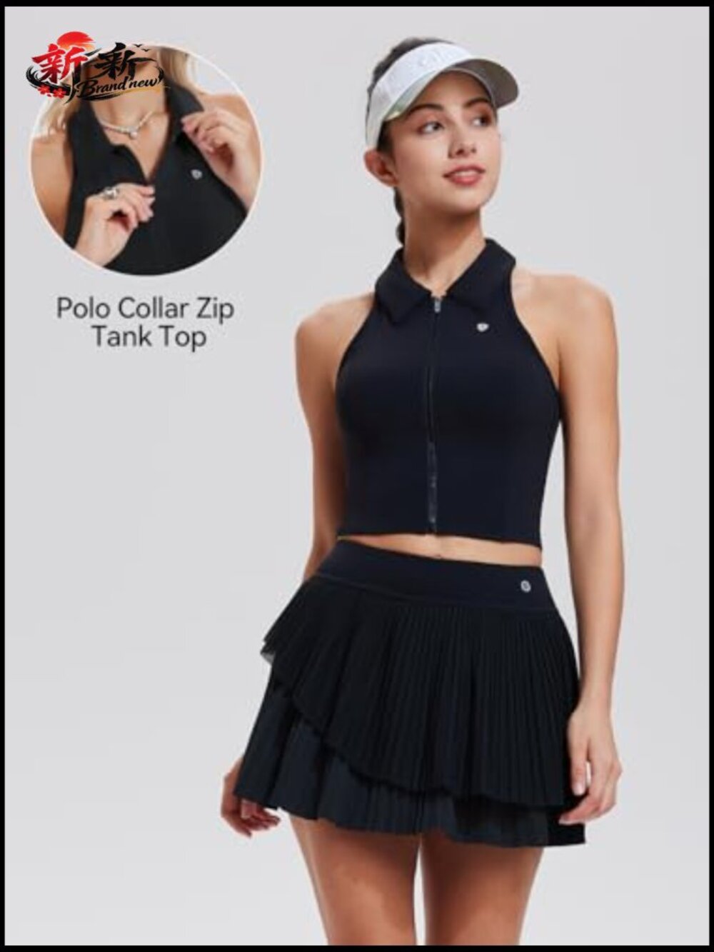 2 Piece Tennis Skirt Set with Pockets Athletic Skort Racerback Top - Picture 4 of 7